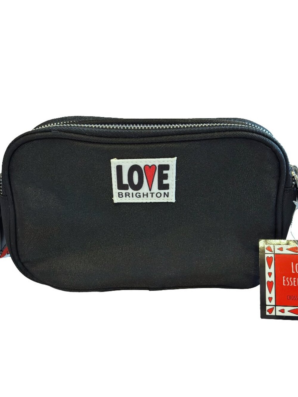Brighton Love Essentials Heart Strap Crossbody Bag Black NWT Double Zip